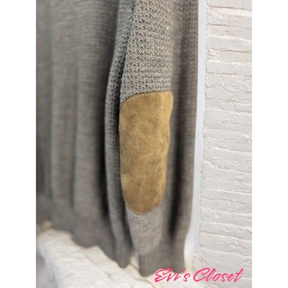 Dornbusch Virgin Wool Cardigan Leather Shoulder Elbow Patches Shawl Collar US 40 - Picture 7 of 15